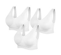 TT ThreadTrade Women’s Wireless Comfort Bra, Seamless Comfort, Removable Pad, Super Stretch Sports Bra, Bralette Leisure,(Pack of 3), (UK, Alpha, XXL, Regular, Regular, 3X White)