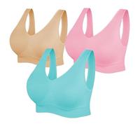 TT ThreadTrade Women’s Wireless Super Comfort Bra, Seamless Comfort, Removable Pad, Super Stretch Sports Bra, Top Vest,(Pack of 3) (UK, Alpha, M, Regular, Regular, Neon Green/Light Pink/Nude)