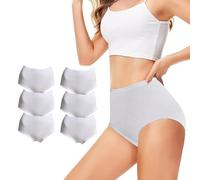 TT ThreadTrade Women's High Waist Cotton Knickers Briefs,Stretchy Cotton Panties, Full Brief Underwear,Soft Breathable,Perfect for Women of All Ages, (UK, Numeric, 26, 28, Regular, Regular, 6, White)