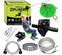 TT TRSMIMA 120 Feet Zip Line Kit for Kids and Adult Up to 330 lb with Zipline Spring Brake and Safety Harness, Zip line Trolley with Handle and Thickened Seat,for Backyard Playground Entertainment