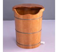 TT-YEC 14-20 Inch High Solid Wood Foot Bath Tub with Lid And Drain Valve, Solid Oak Foot Bath Tub, Foot Spa Foot Bath, Foot Bath Soaking Tub, Suitable for Foot Bath Center, Hotel,H45CM