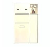 TT-YEC 304 Stainless Steel Concealed Bathroom Niche with Trash Can And Tissue Holder, Multi-Functional Built-In Trash Can Cabinet, High-End Club And Hotel Storage Rack,Cream White B