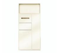 TT-YEC 304 Stainless Steel Concealed Bathroom Niche with Trash Can And Tissue Holder, Multi-Functional Built-In Trash Can Cabinet, High-End Club And Hotel Storage Rack,Cream White A