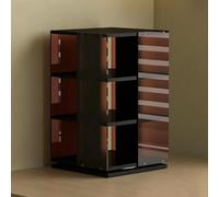 TT-YEC 360° Rotating Desktop CD Organizer, Acrylic 3-Layer DVD Organizer, Wooden Cassette Display Rack, Four-Sided Storage, Holds Up To 120 Cds, Media Storage Cabinet,D