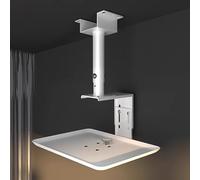 TT-YEC Adjustable Ceiling Projector Stand, 38X28cm Tray Can Be Raised And Lowered, Telescopic Rod 30° Horizontal Rotation, Aluminum Alloy Hanging Extension Arm, White/Black,White H 22 to 37CM