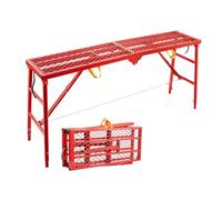 TT-YEC Carbon Steel Folding Scaffolding Platform, Height Adjustable Scaffolding Ladder, Non-Slip Surface, 120CM High, Heavy-Duty Adult Step Stool, Red/Black, Load Capacity 300Kg,A is 150cm Long