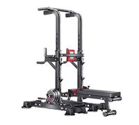 TT-YEC Deluxe Home Pull-Up Bar with Barbell Bench, Steel Parallel Bar Station, Heavy Duty 6-Position Height Adjustable Power Rack, Load-Bearing 400Kg, Compact Power Tower,With Barbell Bench