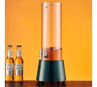 TT-YEC Desktop Beer Tower And Cold Drink Dispenser, 3L Transparent Large Capacity Juicer with Stainless Steel Tap And LED Light, Party Beverage Machine, Home Bar Accessory,C