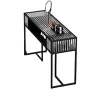 TT-YEC Glass Top Professional Manicure Table, Metal Frame Manicure Table, Portable Manicure Table for Technicians, Modern Style Beauty Manicure Salon Station, Beauty Nail Care, Black,L100CM