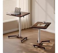 TT-YEC Home Solid Wood Height-Adjustable Desk, Movable Dining Table for The Elderly, Multi-Functional Wheelchair Tray, Height-Adjustable Standing Desk, Steel Structure,A is 60 cm Long