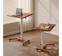 TT-YEC Home Solid Wood Height-Adjustable Desk, Movable Dining Table for The Elderly, Multi-Functional Wheelchair Tray, Height-Adjustable Standing Desk, Steel Structure,C is 60 cm Long