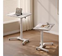 TT-YEC Home Solid Wood Height-Adjustable Desk, Movable Dining Table for The Elderly, Multi-Functional Wheelchair Tray, Height-Adjustable Standing Desk, Steel Structure,D is 60 cm Long