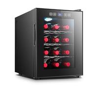 TT-YEC Home Wine Refrigerator, Constant Temperature Wine Cellar with Glass Door, Tabletop Air-Cooled Wine Cabinet, 10-18 Bottle Capacity, LED Lighting, Single Zone Wine Cooler,A