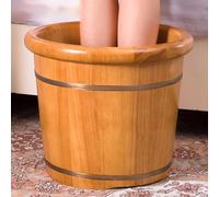 TT-YEC Home Wooden Foot Bath Tub, Chinese Oak Foot Bath Tub with Lid And Foot Massage Beads, Foot Pedicure Bowl, Spa Massage Footbath for Soaking Feet,H35CM