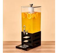 TT-YEC Large Capacity Hot And Cold Beverage Dispenser, Transparent Acrylic Juicer with Stainless Steel Stand And Ice Core, Commercial Square Juicer, Detachable, 10/15L,Black 15L A