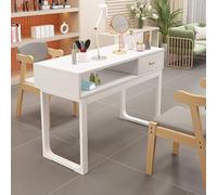 TT-YEC Large Professional Manicure Table with Double Storage And Drawers, Metal Frame Wooden Manicure Table, Salon Nail Technician Table Workstation, Original Wood/White,AL100CM