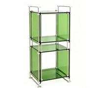 TT-YEC Luxury High-Transparency Acrylic Record Rack with Stainless Steel Support, 4-Tier Multimedia Storage Tower, Storage Shelf with Top Display Shelf, DVD Display Rack,C