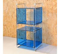 TT-YEC Luxury High-Transparency Acrylic Record Rack with Stainless Steel Support, 4-Tier Multimedia Storage Tower, Storage Shelf with Top Display Shelf, DVD Display Rack,A