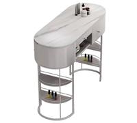 TT-YEC Manicure Table for Manicurists, Freestanding Metal Frame Manicure Table, Manicure Supply Workstation, Makeup Table And Dressing Table with Double Storage, Drawers, Slate Top,L80CM
