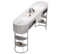 TT-YEC Manicure Table for Manicurists, Freestanding Metal Frame Manicure Table, Manicure Supply Workstation, Makeup Table And Dressing Table with Double Storage, Drawers, Slate Top,L140CM