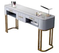 TT-YEC Manicure Table for Manicurists with Slate Top And Drawers, Beauty Salon Nail Supplies Workstation, Nail Salon Table, Home Workstation Nail Equipment, Gray,L120CM