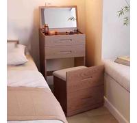 TT-YEC Multifunctional 3-In-1 Bedroom Dressing Table, Compact Solid Wood Vanity Table with Flip-Up Mirror, Hidden Stool And Drawers,C L48CM/18.90in