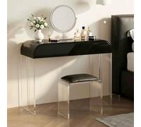 TT-YEC Multifunctional Transparent Acrylic Dressing Table, Modern Luxury Vanity Table with Drawers And Upholstered Stool, Suitable for Women's Bedroom Dressing Room,A L100CM39.37in