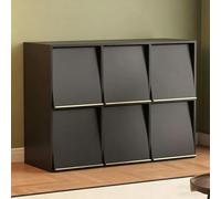 TT-YEC Multifunctional Vinyl Record Display Rack, Wooden Storage Cabinet for Miscellaneous Books, 4/6 Compartment CD Storage Rack, Flip-Up Storage Record Player Cabinet,6 squares C