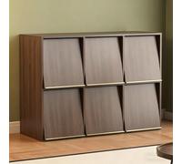 TT-YEC Multifunctional Vinyl Record Display Rack, Wooden Storage Cabinet for Miscellaneous Books, 4/6 Compartment CD Storage Rack, Flip-Up Storage Record Player Cabinet,6 squares A