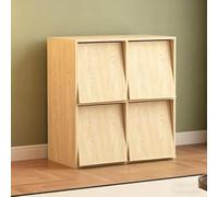 TT-YEC Multifunctional Vinyl Record Display Rack, Wooden Storage Cabinet for Miscellaneous Books, 4/6 Compartment CD Storage Rack, Flip-Up Storage Record Player Cabinet,4 squares B