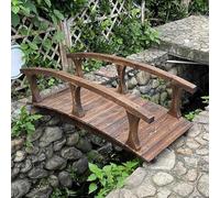 TT-YEC Multifunctional Wooden Garden Bridge, Outdoor Decorative Pond Bridge, Arched Landscape Bridge, Courtyard Patio Walkway with Double-Side Mounted Guardrails, Brown, Carbonized,L140×W60×H48CM