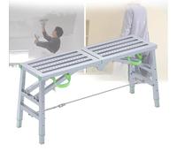 TT-YEC Multipurpose Iron Scaffolding Workbench, Foldable Ladder Bench, 4-Level Height Adjustment, Portable Heavy-Duty Galvanized Scaffolding for Painting and Cleaning,C 200CM