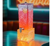 TT-YEC Portable Fruit Juice Dispenser, 3L/100Oz Desktop Beer Tower, Square Beverage Dispenser, Base with Colored LED And Stainless Steel Tap,Yellow light C