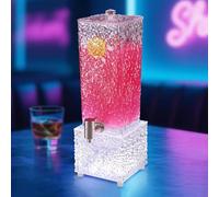 TT-YEC Portable Fruit Juice Dispenser, 3L/100Oz Desktop Beer Tower, Square Beverage Dispenser, Base with Colored LED And Stainless Steel Tap,White light C