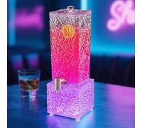 TT-YEC Portable Fruit Juice Dispenser, 3L/100Oz Desktop Beer Tower, Square Beverage Dispenser, Base with Colored LED And Stainless Steel Tap,Rainbow light C