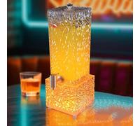 TT-YEC Portable Fruit Juice Dispenser, 3L/100Oz Desktop Beer Tower, Square Beverage Dispenser, Base with Colored LED And Stainless Steel Tap,Yellow light B