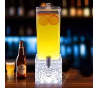 TT-YEC Portable Fruit Juice Dispenser, 3L/100Oz Desktop Beer Tower, Square Beverage Dispenser, Base with Colored LED And Stainless Steel Tap,White light A