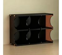TT-YEC Retro Desktop CD Organizer, High-Capacity CD/DVD Organizer, 6-Compartment Cassette Tape Organizer, Wooden Frame, Acrylic Side Panels, Media Display Rack,D
