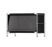 TT-YEC Retro Industrial Style Bookcase CD Display Rack, Flip-Up Storage Shelf with Carbon Steel Legs, Floor-Standing Media Storage Rack, Record Storage Rack with Shelves.,H50×L80×W40