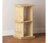 TT-YEC Rotating Solid Wood Vinyl Record Storage Cabinet, Desktop Multimedia Storage Cabinet with Acrylic Shelves, Movie Disc Case, DVD Storage Rack, Rotating Bookcase,B