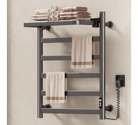 TT-YEC Smart Bathroom Electric Towel Rack, Stainless Steel 5-Bar Towel Dryer, Wall-Mounted Straight Towel Heater with Top Shelf, Carbon Fiber Dry Heating.,Left exit B
