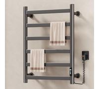 TT-YEC Smart Bathroom Electric Towel Rack, Stainless Steel 5-Bar Towel Dryer, Wall-Mounted Straight Towel Heater with Top Shelf, Carbon Fiber Dry Heating.,Left exit C