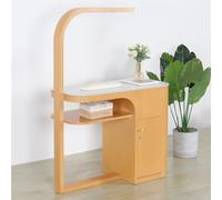 TT-YEC Solid Wood Manicure Table Set, Beauty Salon Furniture And Equipment Manicure Table, Marble Table Top Manicure Workstation with Light, Nail Powder Collector, Storage Cabinet,L100CM
