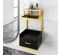 TT-YEC Stylist Storage Beauty Station, Wall Mounted Hair Cutting Salon Station with 2 Storage Drawers and Hairdryer Hole, Modern Open Dressing and Barber Table,EL36×W32×H60CM