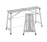 TT-YEC Thickened Aluminum Alloy Folding Scaffolding, Height Adjustable, with Non-Slip Feet, Heavy-Duty Portable Footstool, Load-Bearing Capacity 200Kg,B is 200CM Long
