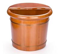 TT-YEC Thickened Natural Oak Foot Bath Tub, Handmade Foot Massage Foot Bath Tub, Heat Preservation Foot Bath Tub with Lid, Essential for Adult Foot Bath Tub, Suitable for Home Spa,H40CM
