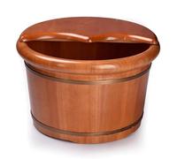TT-YEC Thickened Natural Oak Foot Bath Tub, Handmade Foot Massage Foot Bath Tub, Heat Preservation Foot Bath Tub with Lid, Essential for Adult Foot Bath Tub, Suitable for Home Spa,H26CM