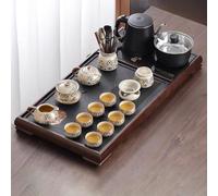 TT-YEC Traditional Kung Fu Tea Set, Retro Ceramic Tea Set, Ceramic Water Storage Tea Tray, with Intelligent Automatic Water Filling, Home-Style Light Luxury Chinese Tea Set,J
