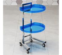 TT-YEC Two-Tier Acrylic Rolling Barber Shop Cart, Portable Mobile Beauty Tool Cart, Foldable Hair Salon Worktable, Stainless Steel Hairstylist and Beautician Equipment.,W