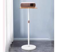 TT-YEC Vertical Projector/Laptop Stand with Solid Wood Tray, Height Adjustable Projector Stand with Metal Base, Portable Floor Standing Podium Stand, White/Black,White